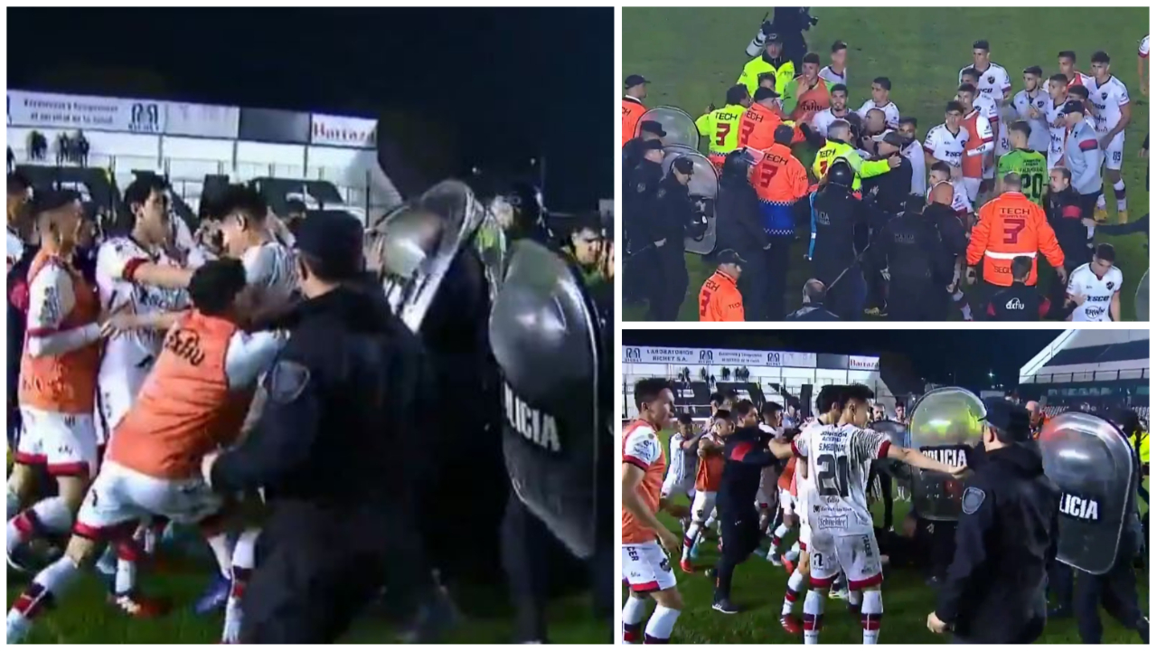 Plas keq në Argjentinë, lojtarët përleshen me policinë (VIDEO)
