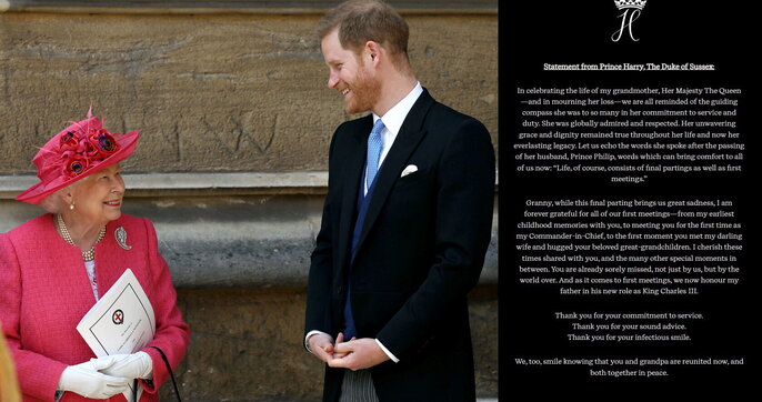 Princi Harry i jep lamtumirën gjyshes së tij me një mesazh: Faleminderit për këshillat e çmuara dhe dinjitetin e palëkundur