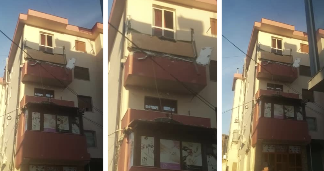DETAJET/ Shkëputja e ballkonit nga një pallat rrezikoi qytetarët, objekti i dëmtuar nga tërmeti