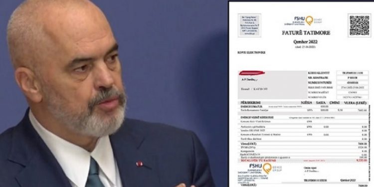 Rama: Kjo është një faturë reale, ja sa do të kushtojnë 800 kwh energji elektrike
