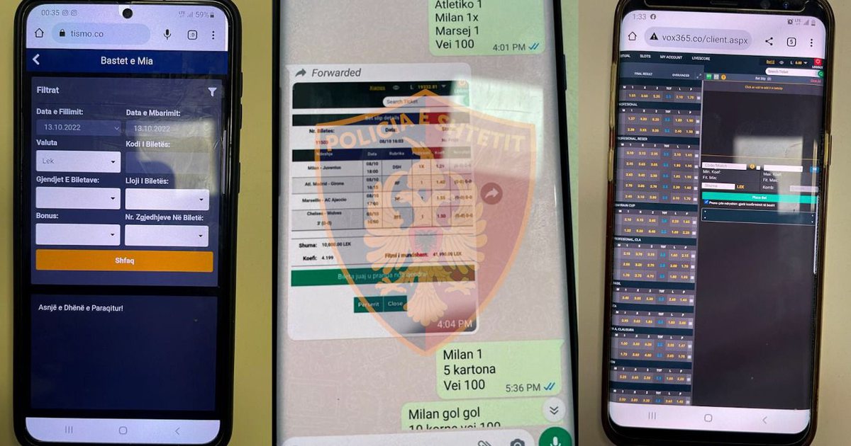 Vinin baste sportive përmes celularëve, policia arreston tre persona