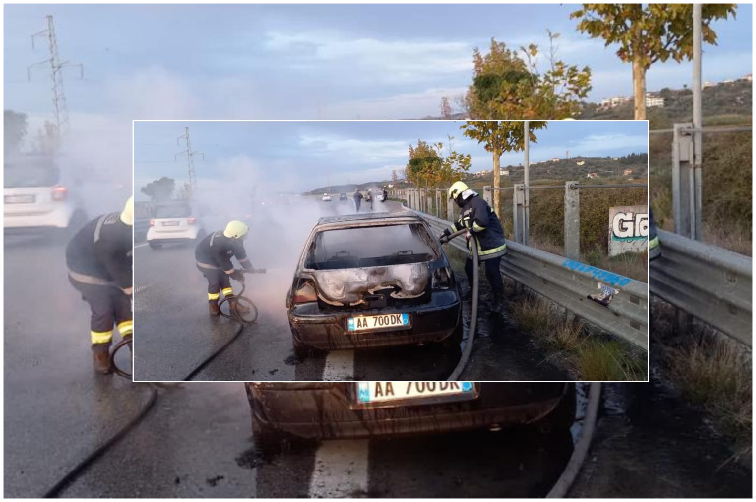 Shpërthen në flakë makina në autostradë, policia jep detajet