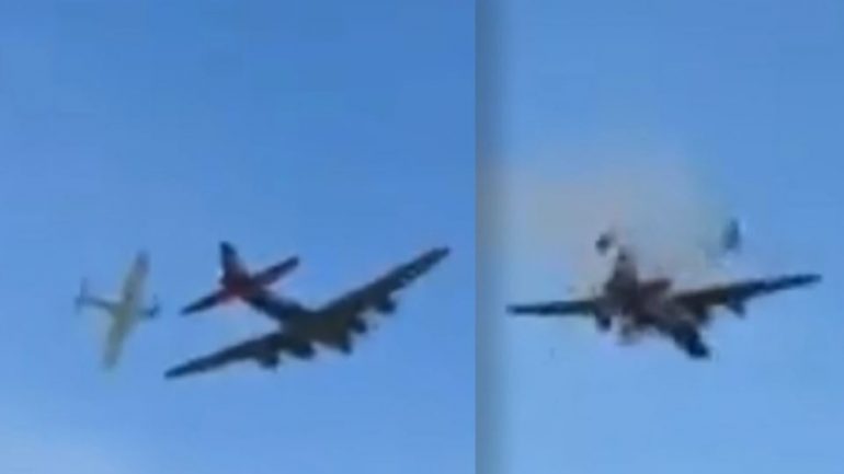 Momenti i frikshëm kur dy avionë përplasen në fluturim (VIDEO)