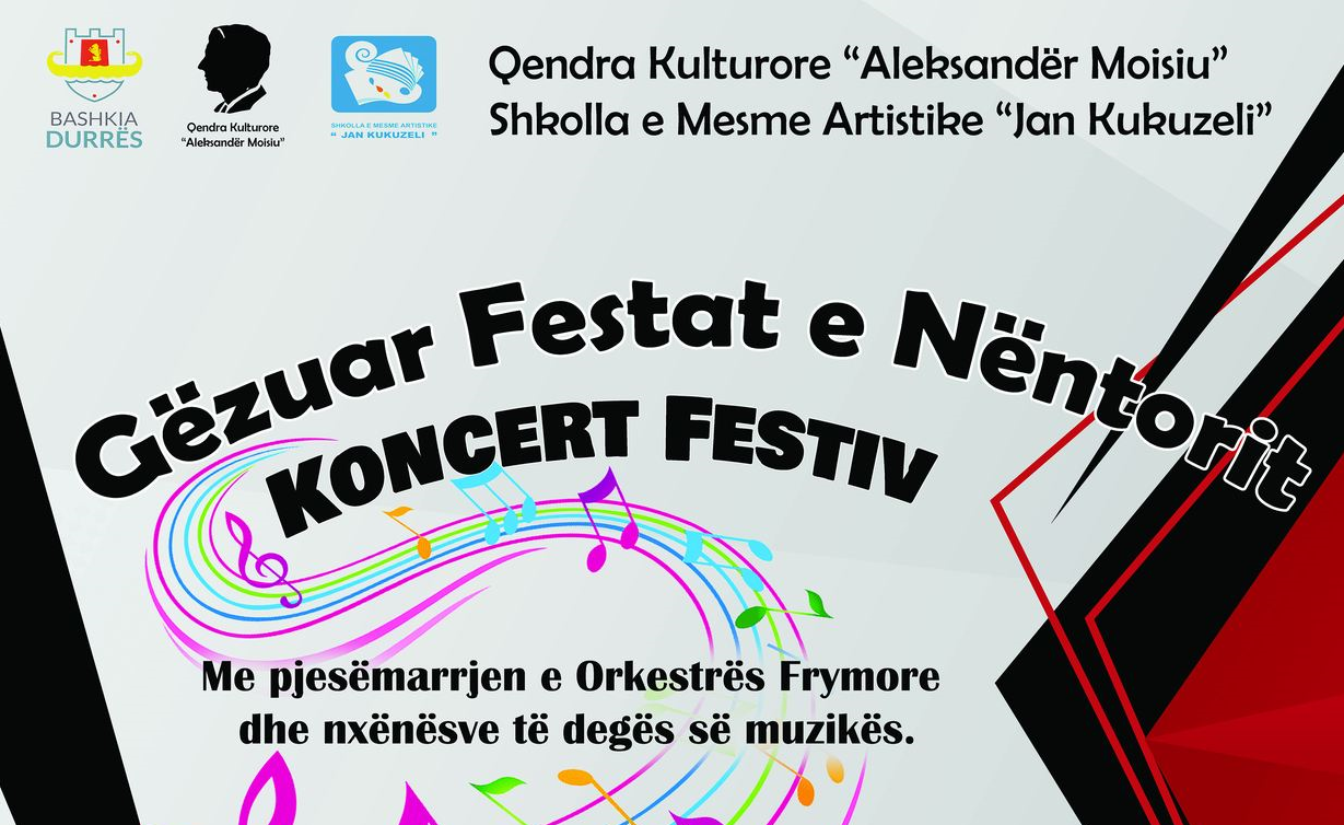 Koncert festiv për Festat e Nëntorit nga orkestra frymore e Durrësit dhe shkolla &#8220;Jan Kukuzeli&#8221;