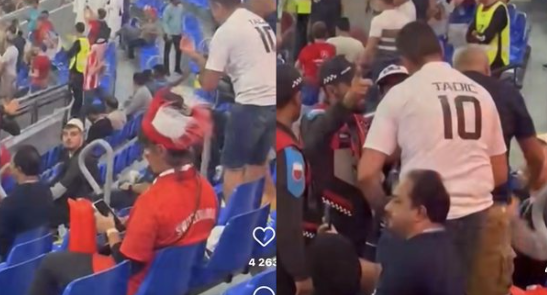Momenti kur serbët “qahen” tek sigurimi për qeleshet me shqiponjë në shkallët e stadiumit (VIDEO)