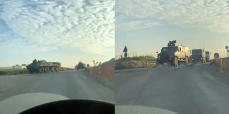 Pajisje të rënda të KFOR-it shihen duke lëvizur në drejtim të Mitrovicës