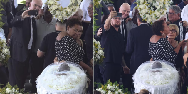 Selfie përpara trupit të pajetë të Pele, Infantino në qëndër të kritikave