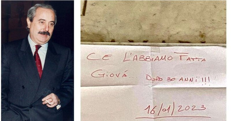 Letra që u la mbi varrin e Falcone pas arrestimit të bosit të Cosa Nostra