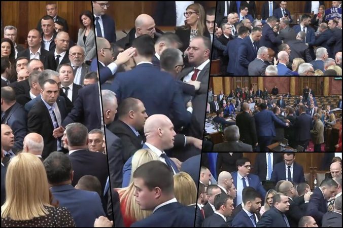 “Tradhti, tradhti, Kosova është zemra e Serbisë”, tensione edhe në Kuvendin serb, deputetët i sulen Vuçiç