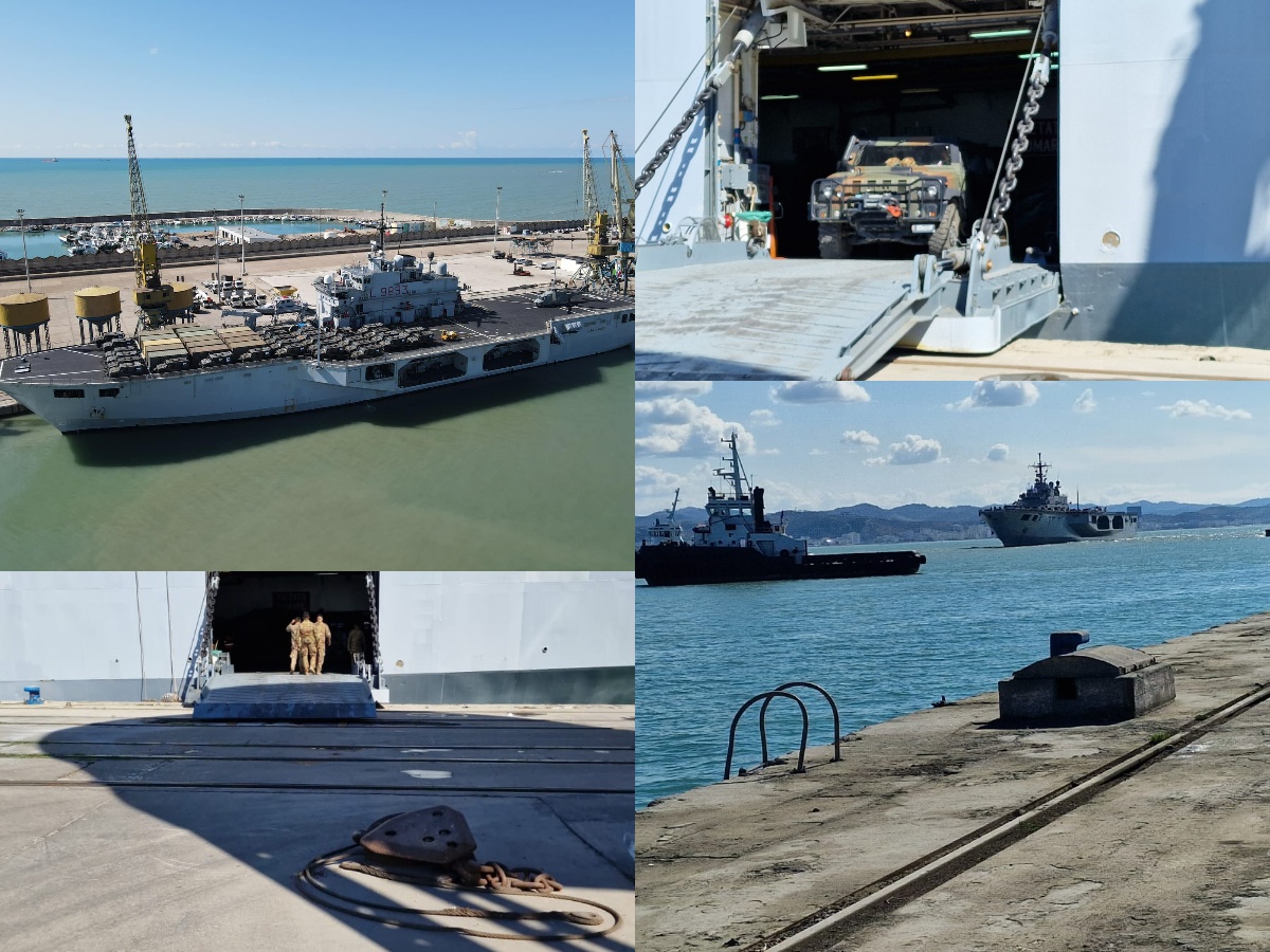 Anija e veçantë luftarake italiane &#8220;San Marco&#8221; mbërrin në portin e Durrësit, pjesë e treshes së klasit San Giorgio (VIDEO+FOTO)