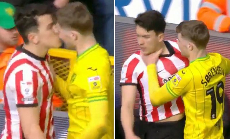 Ngjarje e pazakontë! Futbollistët konfliktohen gjatë ndeshjes, rivali përfundon duke e puthur në buzë…