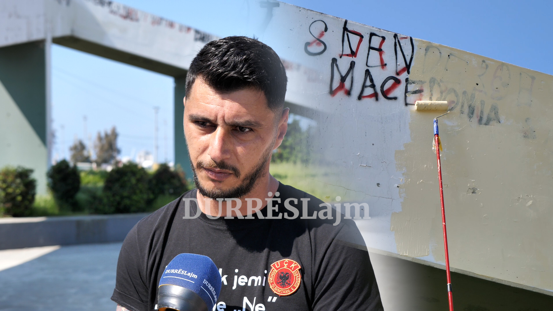 Nis fshirja e grafiteve me gjuhë urrejtjeje në Durrës, çfarë po ndodh tek mbikalimi tek Ura e Dajlanit (VIDEO)