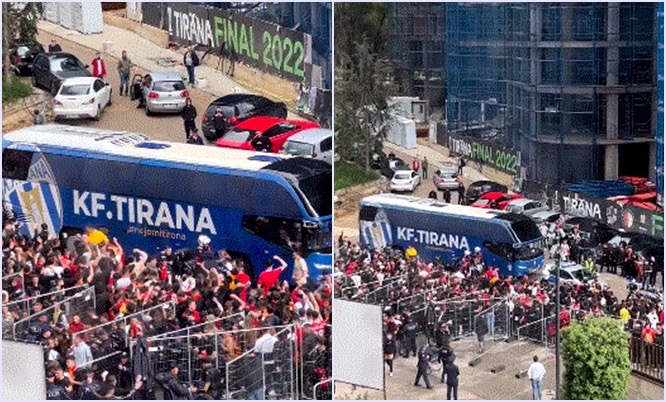 Incident para derbit të kryeqytetit, tifozët e Partizanit sulmojnë autobusin e Tiranës