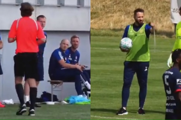 Arbitri ofendohet nga futbollistët dhe lë lojën në mes, vendin e tij e merr… trajneri kundërshtar