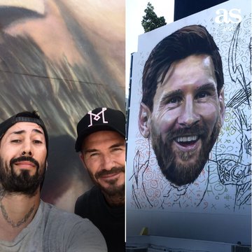 Beckham hipën në vinç dhe “pikturon” Messin