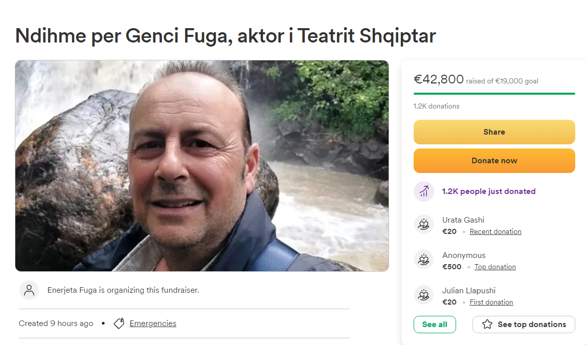 Go Fund Me/ Sigurohet më shumë se dyfishi i parave për operacionin e Genc Fugës