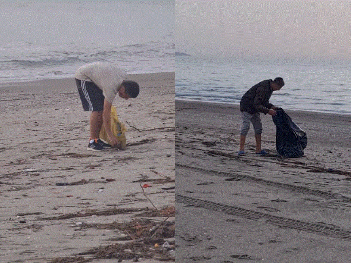 VIDEO/ Ndryshe nga bashkëmoshatarët/ Dy adoleshentët në Durrës e kalojnë pasditen duke ndihmuar babanë në pastrimin e plazhit