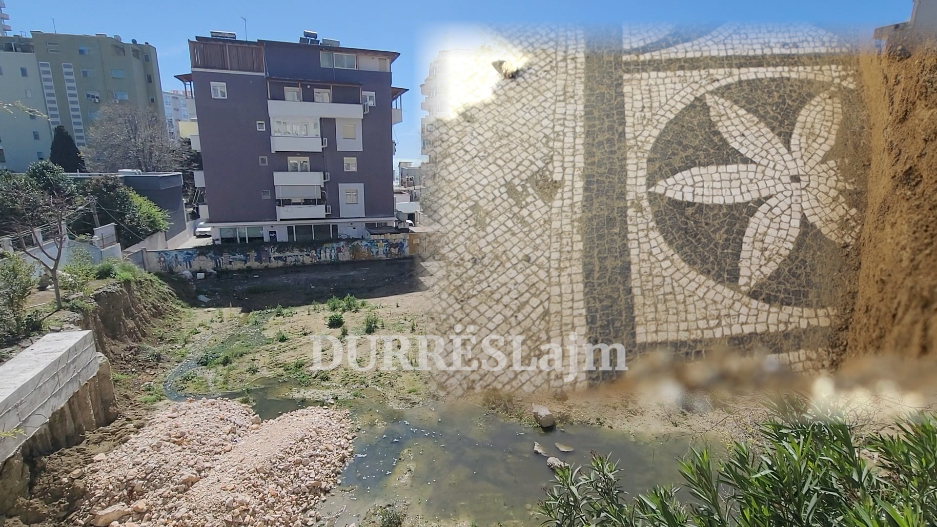 Durrës, ujërat e zeza derdhen mbi mozaik, firma e ka të pamundur të ndërhyjë (VIDEO)
