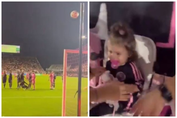 VIDEO/ I goditi vajzën e vogël me top në tribunë, babai ekzaltohet: Nuk ka gjë, ështe Leo Messi