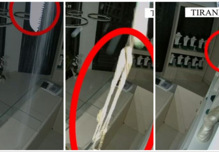Grabitja e argjendarisë në Tiranë, dalin pamjet kur hajduti tërheq varëset e floririt me grep (Video) 