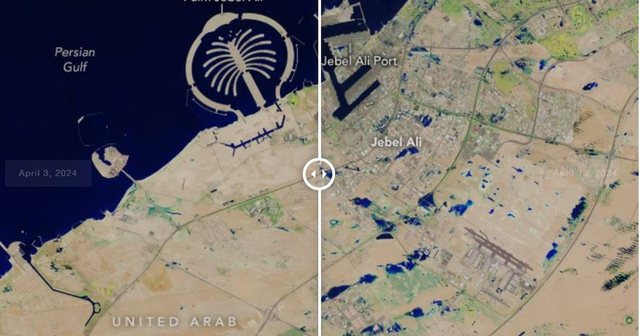 Imazhet satelitore tregojnë Dubain para dhe pas përmbytjes