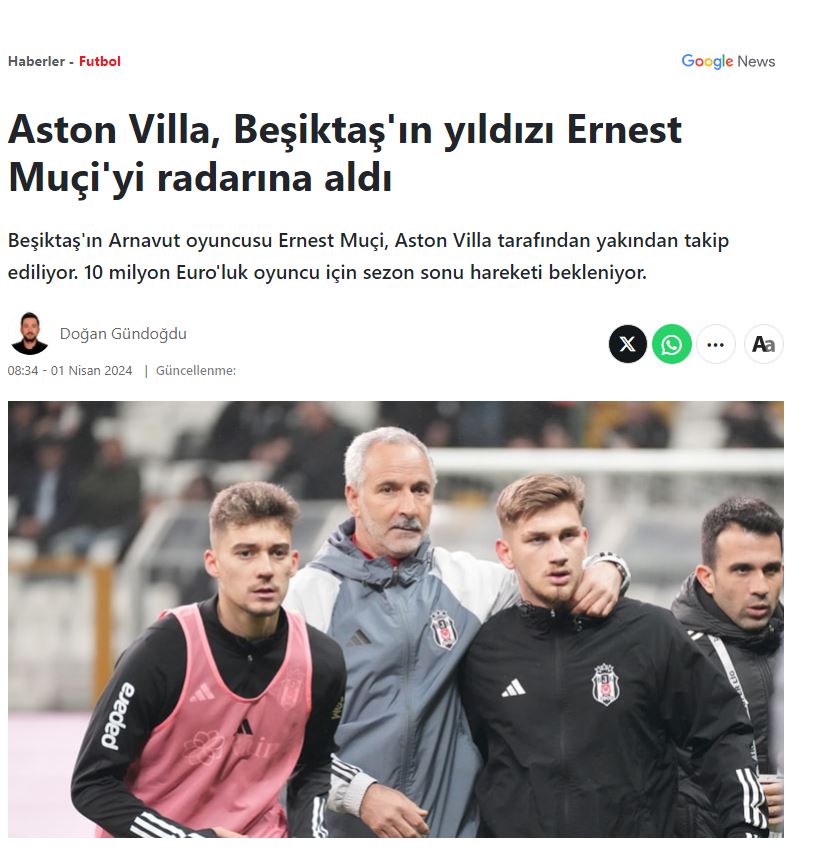Aston Villa tenton sërish futbollistin e kombëtares kuqezi