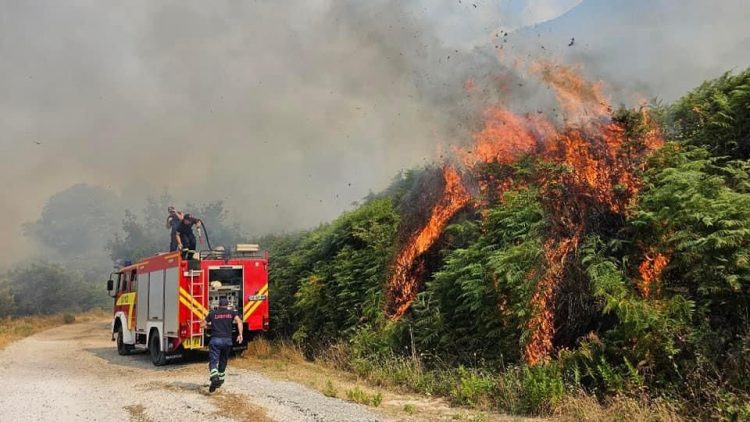 Zjarr i përmasave të mëdha në Fier, dëgjohen shpërthime fishekësh