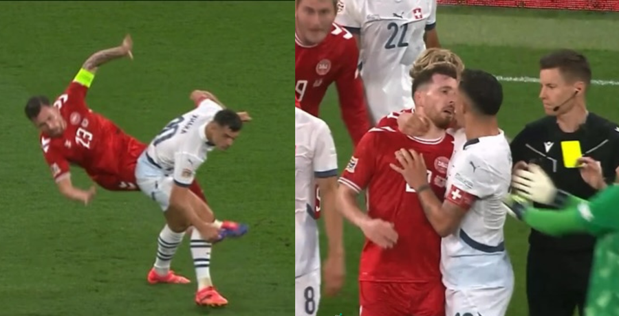 Xhaka grindet me kundërshtarët dhe arbitrin, ndëshkohet me karton të kuq, pas ndeshjes akuzon danezët për lojë të pistë