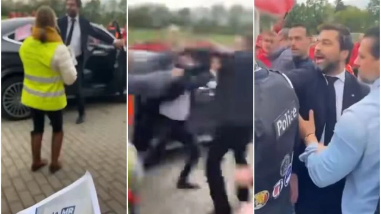 Tensione në Belgjikë, lideri i partisë MR qëllohet me birrë nga protestuesit e sindikatës (VIDEO)