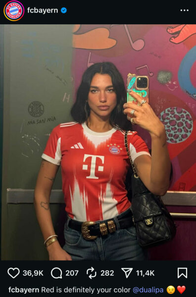 Bayerni poston një foto të Dua Lipës, ja çfarë shkruan për të