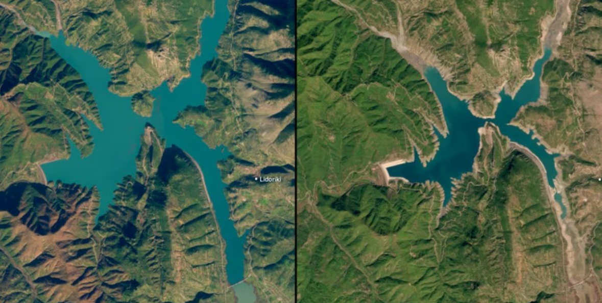 Po thahet liqeni që furnizon Athinën me ujë, publikohen pamjet nga sateliti 