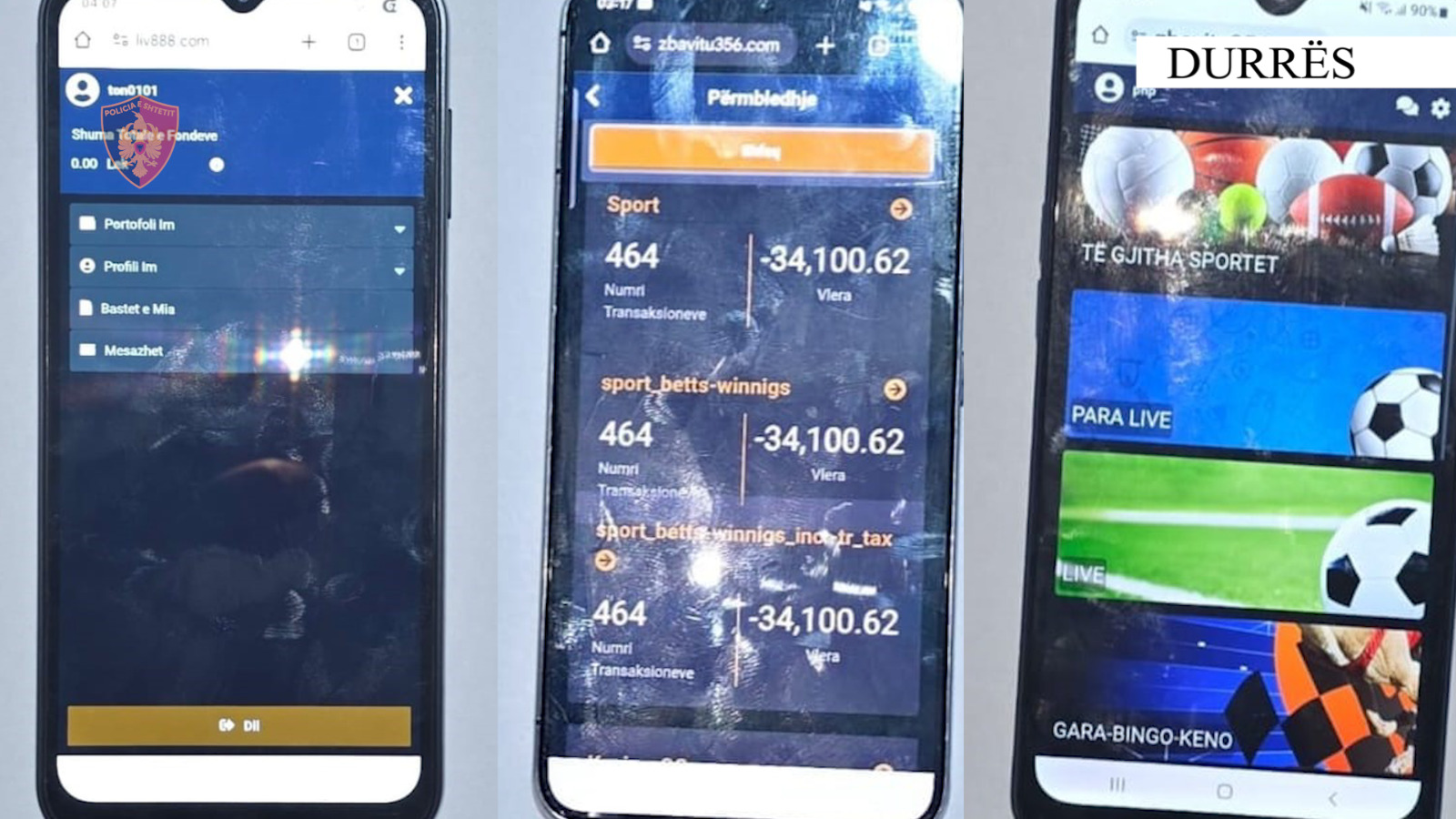 Vihen në pranga 3 shtetas në Durrës, organizonin baste sportive në lokal
