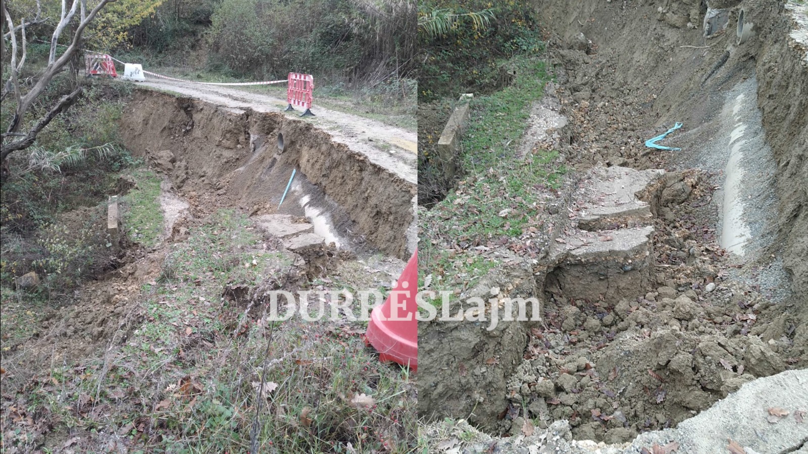 Rrëshqitje masive dheu, rrezikohet edhe tubacioni kryesor i rrjetit të UK Durrës (VIDEO)