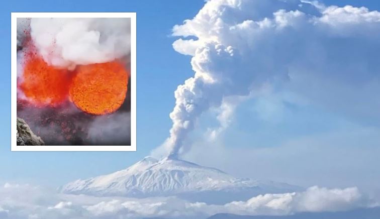Pamje mbresëlënëse nga shpërthimi i vullkanit Etna në Itali