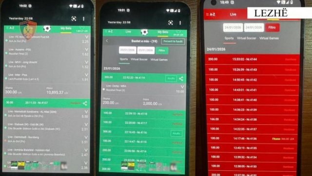 Vinin baste sportive përmes celularëve në një lokal, arrestohet një person dhe nis hetimi për një tjetër