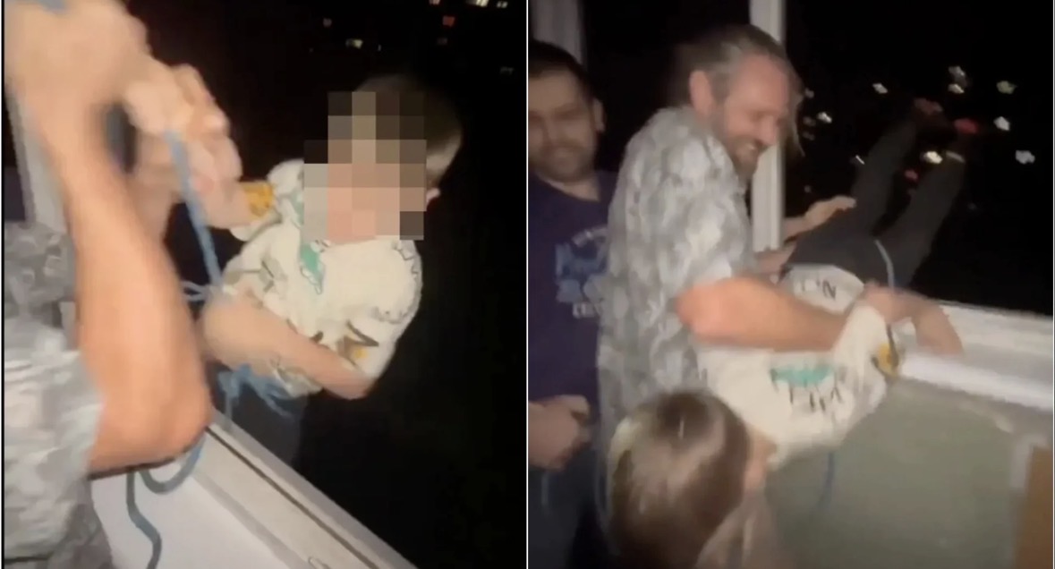 Pamje të rënda, babai i pirë var me litar djalin e tij nga kati i shtatë i pallatit për të argëtuar miqtë