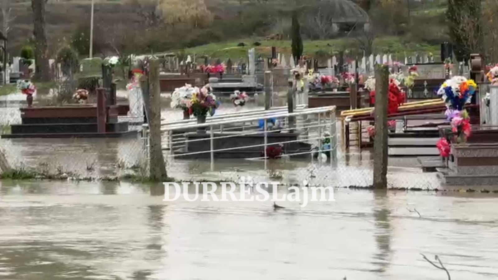 VIDEOLAJM/ Durrës, edhe varret nën ujë!