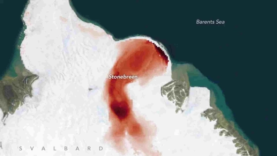 NASA zbulon një “zemër të kuqe” në një akullnajë të Norvegjisë