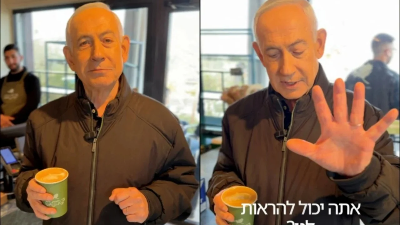 Netanyahu hedh poshtë thashethemet se ishte vrarë gjatë një sulmi iranian, pi kafe i qetë dhe tallet