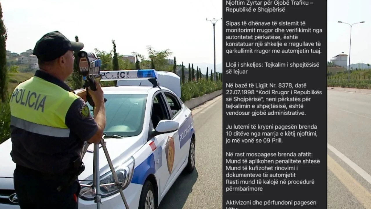 “Keni marrë gjobë për shpejtësinë”/ Kujdesni nga mesazhet për gjobat e makinës, policia: Mos klikoni linqet