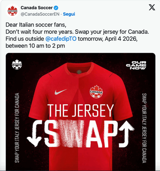 Kanadezët ngacmojnë Italinë, ndryshoni fanellë dhe na mbështesni