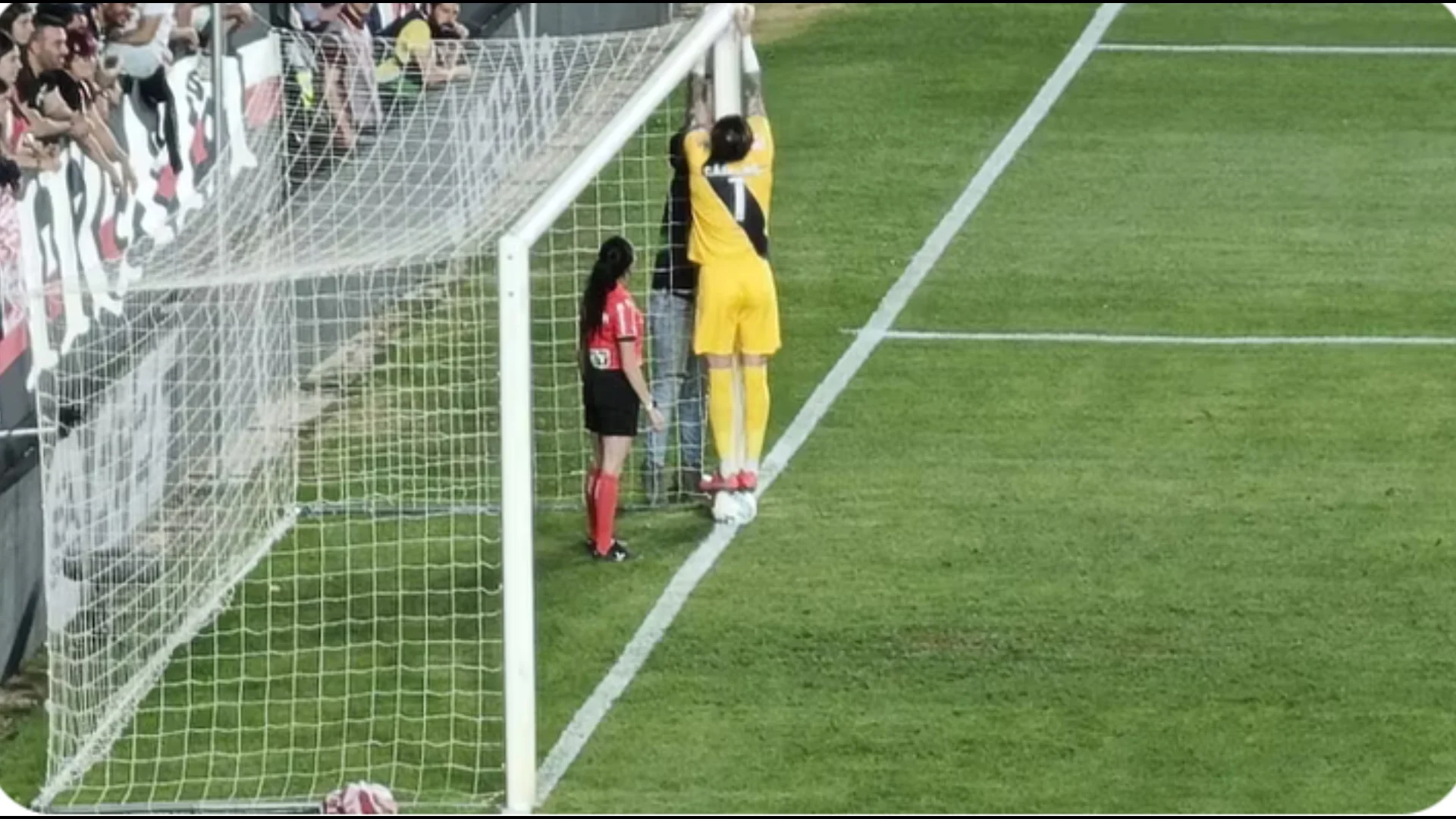 Portieri spanjoll bën gjithçka, rregullon rrjetën e portës dhe më pas pret penalltinë