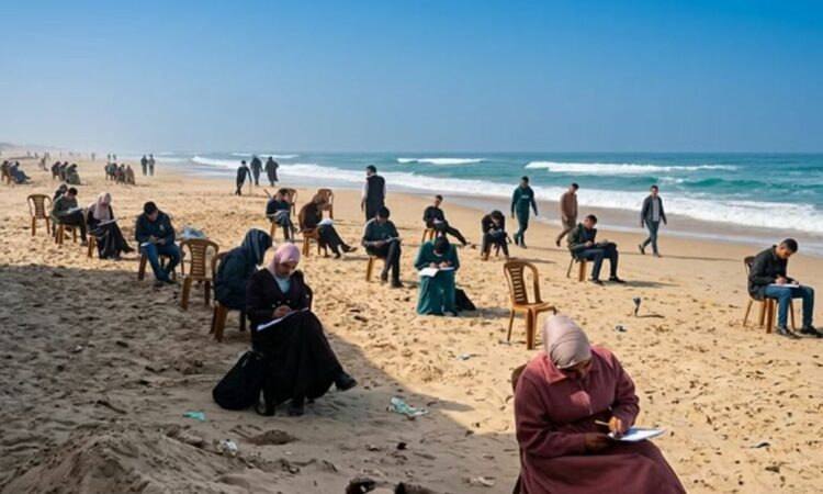 “Salla e provimit: Plazh”/ Kur arsimi fiton mbi luftën! Studentët në Gaza testohen në bregun e detit, pamjet bëjnë xhiron e rrjetit
