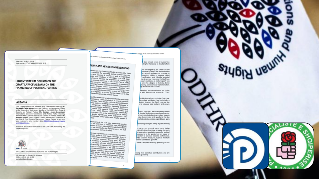 Merr fund fshehja e donatorëve? ODIHR-i kërkon transparencë të plotë për financimin e partive në Shqipëri