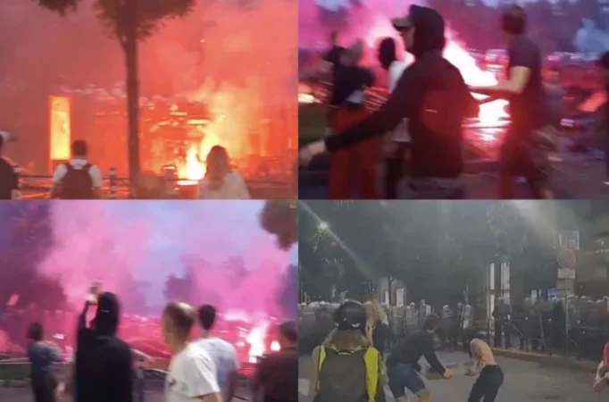 Përplasje të dhunshme mes protestuesve dhe policëve, rrugët e Beogradit për disa orë në kaos