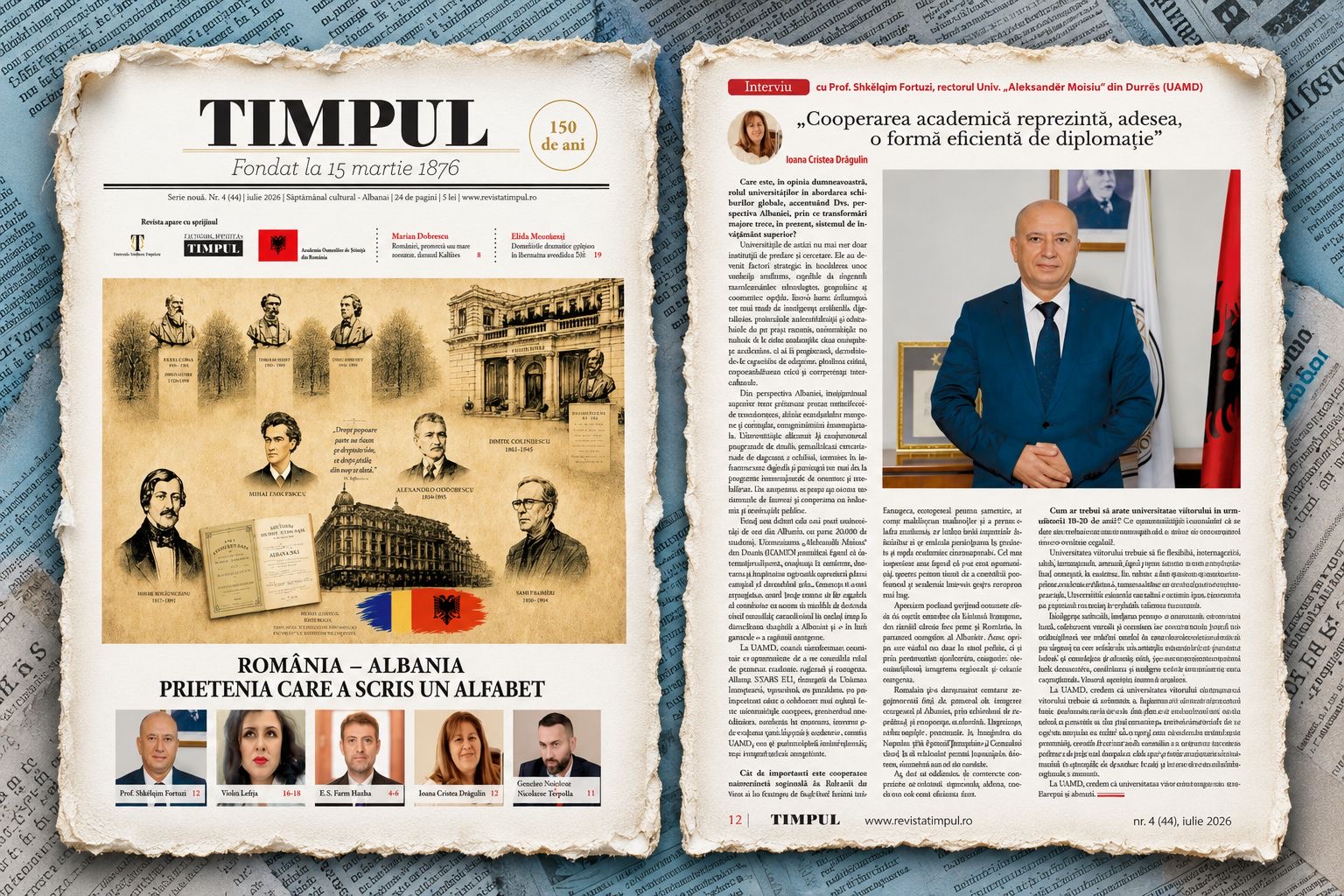 Rektori Fortuzi në gazetën kombëtare rumune “Timpul”: UAMD, një universitet evropian që ndërton ura bashkëpunimi