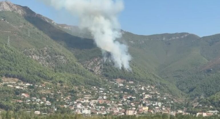 Zjarri përfshin masivin pyjor mbi Milot, flakët afrohen pranë banesave