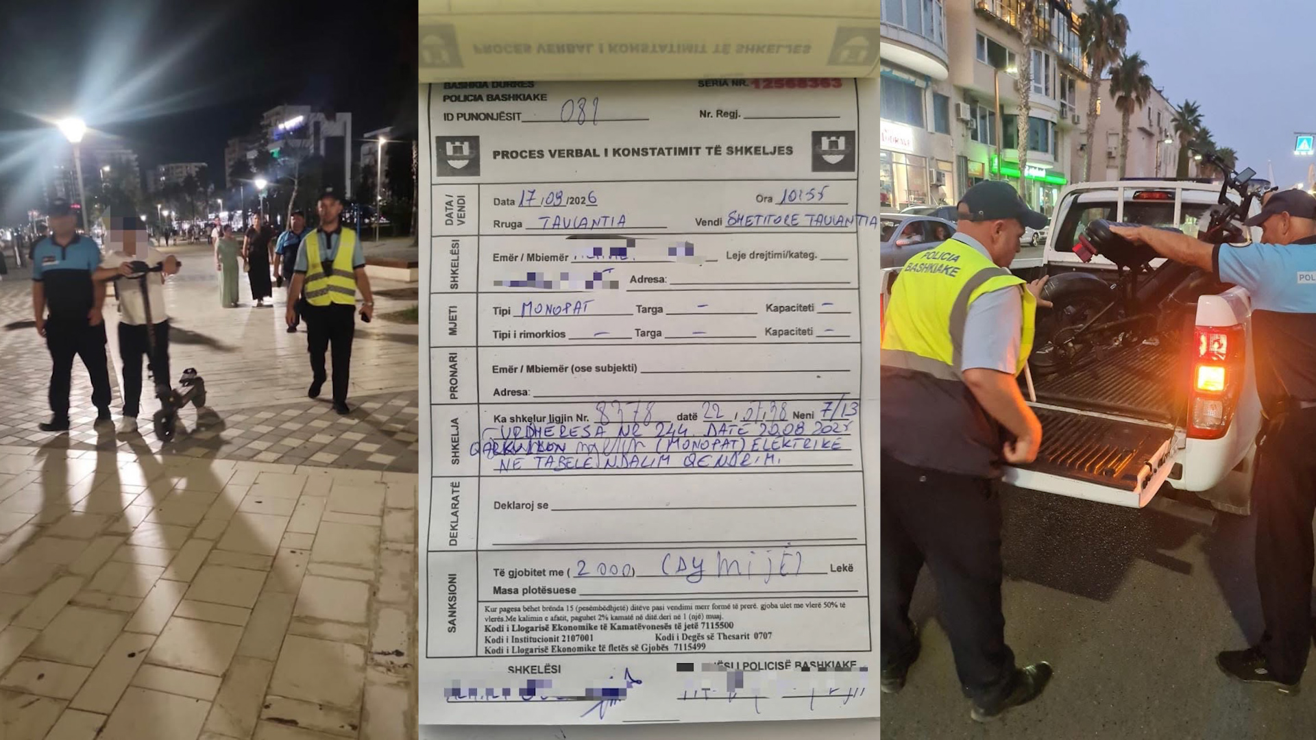 Policia Bashkiake Durrës sekuestron monopatina dhe gjobit përdoruesit në shëtitoren “Taulantia”: Kontrollet do vijojnë në hapësira të tjera publike