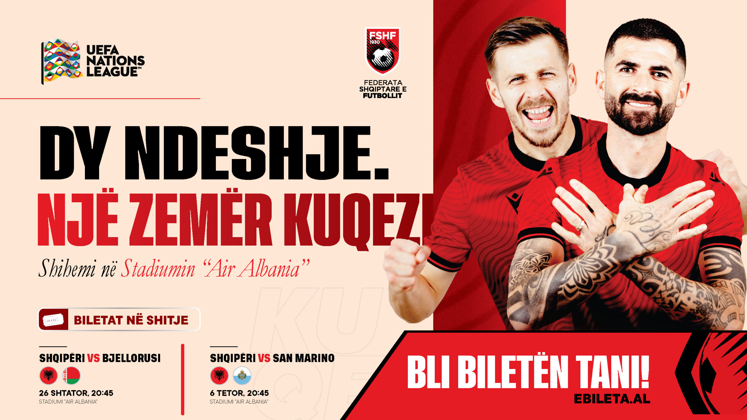 UEFA Nations League/ Dalin në shitje biletat për Bjellorusinë dhe San Marinon në “Air Albania”