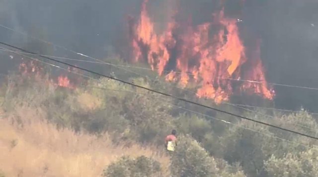 Zjarr në zonën e Bagos/ Flakët u afrohen banesave, kërkohet ndërhyrje nga ajri
